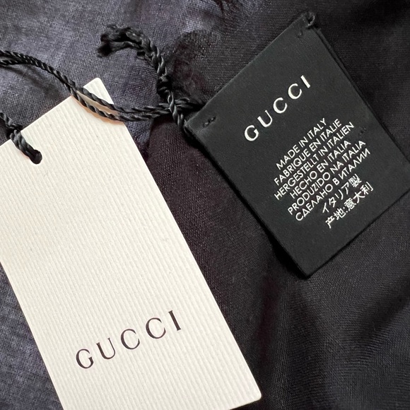 GUCCI Black Modal Silk Scarf with Logo Design - Picture 11 of 12